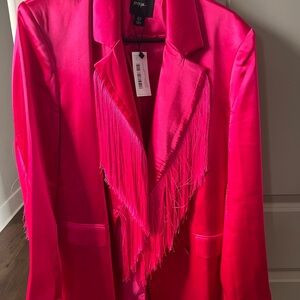 Womens Fuchsia Fringe Blazer
